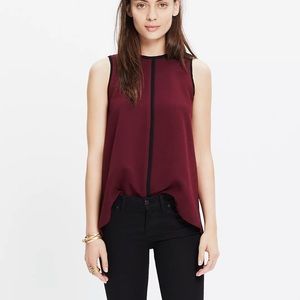Madewell Crepe Canal Maroon Relaxed Fit Sleeveless Blouse Top Women’s Size XXS
